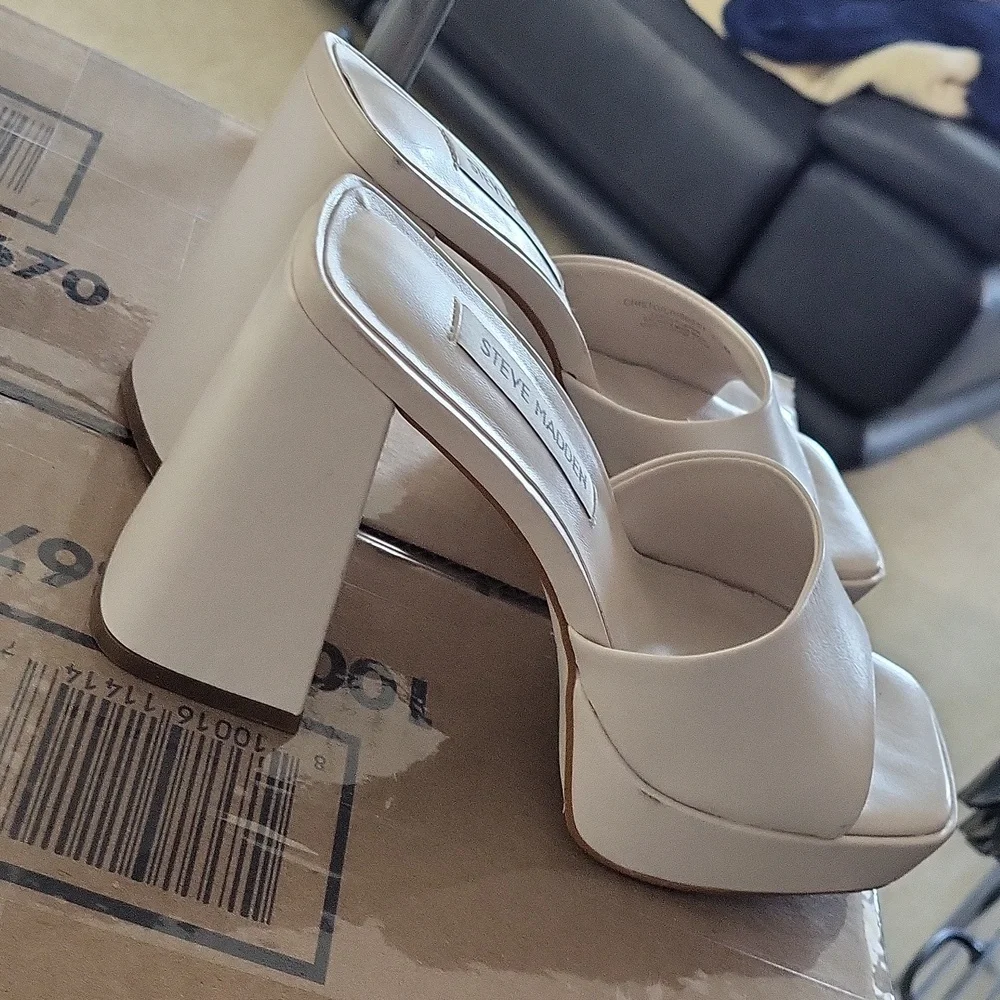 Steve Madden Platform Christo/criso2S1 Sandals 👡 Leather Upper - Picture 2 of 6